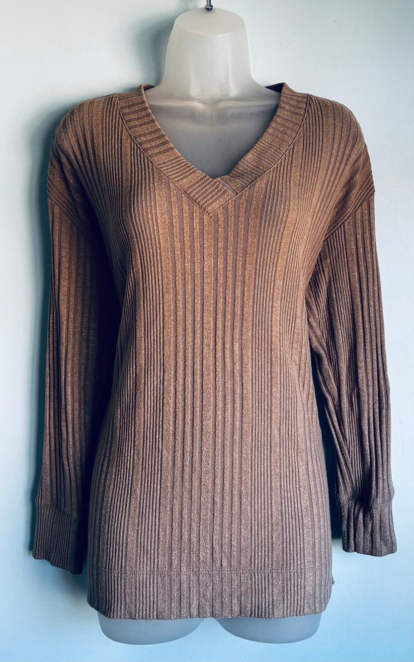 Andrew Marc Lightweight Sweater Dark Tan Small